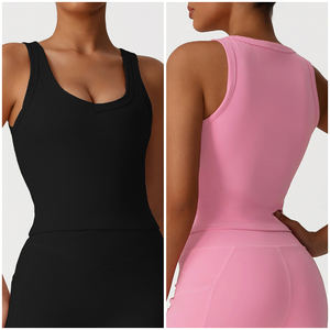 Sm2526-2 Облегающая майка для йоги, Женская быстросохнущая высокоэластичная майка без рукавов для занятий спортом, женский спортивный бюстгальтер - Product Image 5