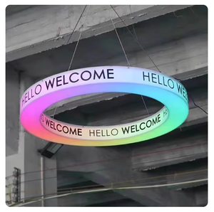 Boîte lumineuse LED circulaire en acrylique personnalisée professionnelle, logo coloré, sept couleurs, boîte unique, publicité directionnelle, magasins, maison - Product Image 1