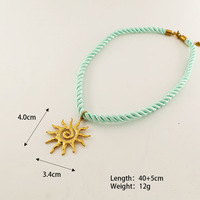 Mode Étanche Style Océan En Acier Inoxydable Pendentif En Nylon Corde Collier Bijoux pour Femmes Cadeaux D'été