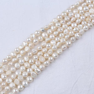 Perle de Zhuji 8-9mm, perle d'eau douce baroque, bouton et pomme de terre, perle à deux faces, trou latéral clair, perle blanche en vrac pour la fabrication de bijoux - Product Image 3