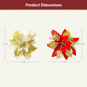 พวงหรีดคริสต์มาสสีแดงสุดหรูและดอกไม้ประดับคริสต์มาสขนาดเล็ก ตกแต่งต้นคริสต์มาสด้วยดอกไม้ - Product Image 2