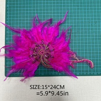 Applique florale 3D perlée de haute qualité avec pompon et strass lourds scintillants pour panneau de corsage, accessoires de décoration de robe de luxe DIY