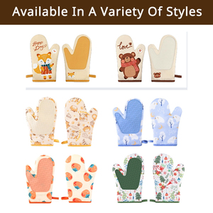 Gants de four personnalisés en coton et silicone, antidérapants, double face, résistants à la chaleur, conformes aux normes FDA, avec protection étendue du <span class=keywords><strong>poignet</strong></span> - Product Image 5