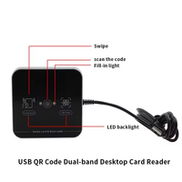 Frecuencia dual 125Khz y 13,56 Mhz RFID NFC ID Tarjeta IC Lector de código QR USB Lector de tarjetas inteligentes de escritorio Material ABS