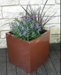 Corten Steel <b>Rectangle</b> High Cubic Box <b>Planter</b>, Rusty <b>Planter</b> Box Corten Steel for Outdoor Garden Pot - Product Image 3