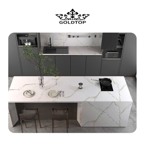 GOLDTOP OEM/ODM di alta qualità Cuarzo 5113 Berkshire in ottone piani Vanity controsoffitto lastra di quarzo Calacatta quarzo bianco - Product Image 1