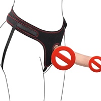 Sous-vêtements avec harnais de pénis réglable et godemichet à attacher, culotte avec godemichet à double tête et plug anal pour femmes