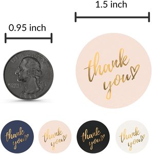 In Logo Tùy Chỉnh Nhãn Bao Bì Mạ Vàng 1.5Inch Tự Dính Vòng Cuộn Giấy Kraft Giấy Tráng Nhãn Cảm Ơn Bạn Sticker - Product Image 3