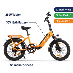 Vélo électrique pliable Vakole VT4 20 pouces, 250W 36V 13Ah, pneus larges, 7 vitesses, moteur sans balais, électronique, pour la ville - Product Image 2