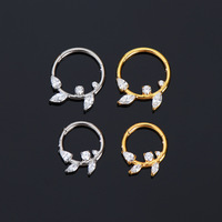 Cincin Klik Titanium G23 Halus untuk Tulang Hidung, Hiasan Bunga dengan Zirkon Multi-Cut, Cocok untuk Gaya Sehari-hari dan Malam Hari, untuk Anak-anak, 18K