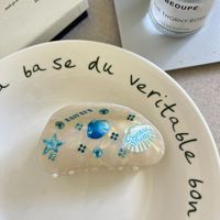 Pince à cheveux Yuxi personnalisée avec logo, nouvelle collection, en acétate, motif coquillage rêveur, pince à chignon étoile de mer colorée, pince requin