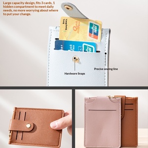 Porte-cartes en PU ultra-fin, grande capacité, plusieurs emplacements pour cartes, porte-monnaie compact et élégant, adapté aux cartes, aux cartes de transport en commun, modèle pour femmes - Product Image 3