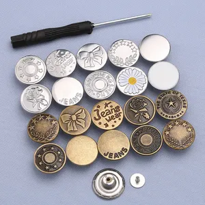 Factory Low Price Custom Logo Metal Jeans Buttons With Rivets Brass Denim Buttons For Jeans