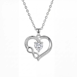 LUOYUNE Collar con colgante de corazón <span class=keywords><strong>infinito</strong></span> para mujer, collar de amor con circonita cúbica para mujer, joyería, regalo de aniversario - Product Image 1