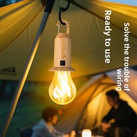 Lampe de camping solaire d'extérieur avec télécommande, chargement USB Type-C, style rétro, lampe décorative de tente avec filament de tungstène