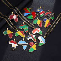 18K Carte Or Collier En Acier Inoxydable Style Vintage Chaînes À La Mode Pendentif De Mode Avec Egypte Rica Cuba pour Anniversaire