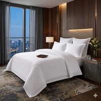 Parure de lit de luxe pour hôtel en coton égyptien 100% tissé – Drap plat, housse de couette, taie d'oreiller – Draps blancs écologiques 400 fils/cm²