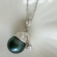 Collier en cuivre plaqué or avec pendentif en perles d'eau douce de qualité supérieure, vert paon teinté, 11-13 mm, pour femmes, bijoux de mariage classiques