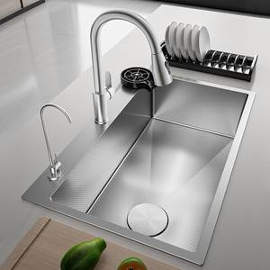 Fregadero de Cocina Largo y Estrecho de Acero Inoxidable, de un Solo Tazón, Montaje Lateral, Moderno, Minimalista, Ahorra Espacio - Product Image 1