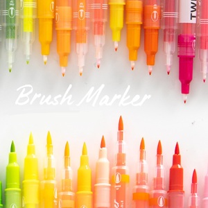 Cartoleria promozionale pittura Fine e pennello penna a doppia punta Fine scritta artistica disegno <span class=keywords><strong>pennarelli</strong></span> a base d'acqua - Product Image 3