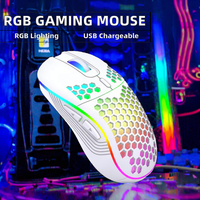 Mouse Gaming PC Nirkabel Profesional RGB Isi Ulang USB/Type-C Sensor Optik 2400DPI untuk Tangan Kanan 6 Tombol Ergonomis