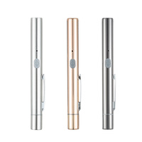 Lampe torche laser USB rechargeable en acier inoxydable, lumière rouge et verte, longue portée, pour extérieur, pointeur de table de sable, torche longue portée