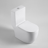 Inodoros Modernos Blancos de Cerámica Fáciles de Limpiar, Inodoro de Una Pieza con Sistema Tornado y Vortex, con Botón de Descarga Redondo para Baño