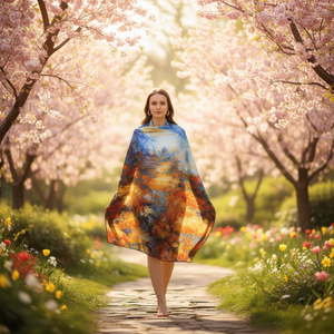 ZiYi Oil Painting Silk <b>Scarf</b> 70x180Cm Double Sided Printed Fashion <b>Wrap</b> For Women Elegant Multi Functional All Seasons Accessory - Product Image 2