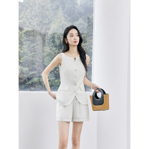 White Sleeveless Vest Set Women Tencel Woven Shorts Suit Business Casual Daily Work Commute Elegant Style 2026 Summer New - Product Image 3
