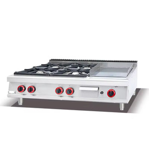 Cuisinière à gaz commerciale avec 4 brûleurs et plaque <span class=keywords><strong>de</strong></span> <span class=keywords><strong>cuisson</strong></span>, cuisinière à gaz pour restaurant, équipement <span class=keywords><strong>de</strong></span> cuisine en acier inoxydable - Product Image 1