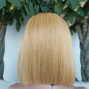 Casquette entièrement tissée à la main en gros 13x4 27 #   Perruque Lace Front sans colle en cheveux humains vierges vietnamiens, couleur <span class=keywords><strong>blonde</strong></span>, coupe bob, pour femmes - Product Image 2