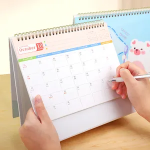 Venta al por mayor 2024 2025 lindo espiral único Flip calendario Kawaii mesa escritorio Calendario para oficina