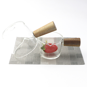 Plato de vinagre de salsa de vidrio de 50ml, taza de café, taza de salsa y vertedor de leche, Mini plato de salsa de soja con mango de madera - Product Image 1