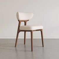 Chaise de salle à manger minimaliste nordique avec siège et dossier rembourrés, pieds en métal noir/bois pour salon moderne L003