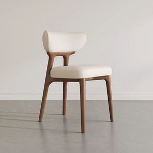Chaise de salle à manger minimaliste nordique avec siège et dossier rembourrés, pieds en métal noir/bois pour <span class=keywords><strong>salon</strong></span> moderne L003 - Product Image 5
