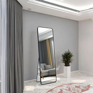 Miroir sur pied décoratif moderne en métal doré, noir et blanc, avec cadre, pour la décoration de la maison, miroir mural double pleine longueur - Product Image 5