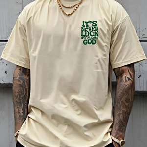 Summer New Men's Casual Round Neck T-Shirt with English Letter Pattern Short Sleeve Top for Men - Product Image 3
