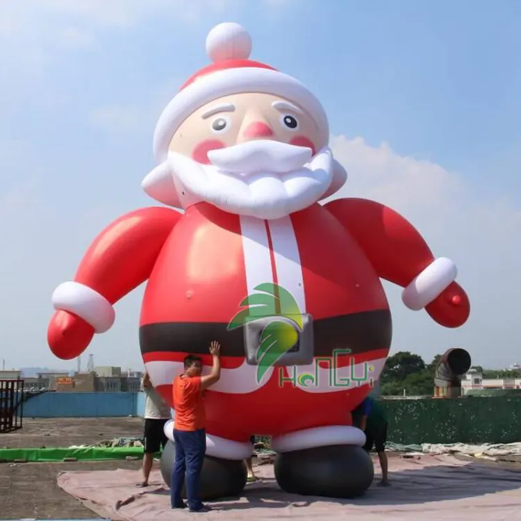 Hongyi inflable personalizado Santa Claus para desfile Feliz Navidad helio forma flotante globo