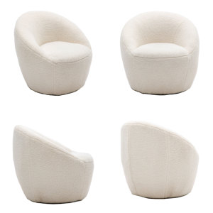 <span class=keywords><strong>Fauteuil</strong></span> pivotant moderne CARLFORD en bouclette, <span class=keywords><strong>fauteuil</strong></span> d'appoint extérieur en fausse <span class=keywords><strong>fourrure</strong></span> <span class=keywords><strong>blanche</strong></span>, canapé pour appartement, salon, chambre, bureau à domicile - Product Image 4