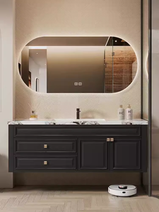Slate integrated basin bathroom cabinet combination simple <b>light</b> luxury French bathroom cabinet combination - Product Image 1