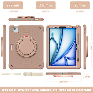 Pour iPad Air 11 2024, coque de tablette en silicone avec poignée rotative, béquille, protection contre les chocs, robuste, avec bandoulière - Product Image 4