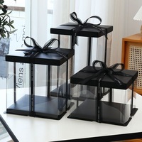 Boîte à gâteau transparente, écologique, pour mariage, fête, cadeau, emballage en plastique