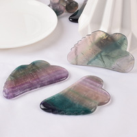 Masseur facial en fluorite naturelle de marque OEM en gros, grattoir Gua Sha en forme de dents, modèle LRYS CN/GUA pour le visage