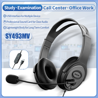 Casque USB 3.5mm de haute qualité sur l'oreille casque de centre d'appel d'affaires de contrôle filaire avec microphone pour appareil Mobile PC
