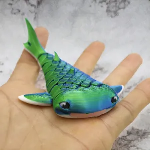 Ornements de requin créatifs et tendance en PLA imprimé en 3D, multicolores, jouets articulés animaux, artisanat de décompression transfrontalier - Product Image 6