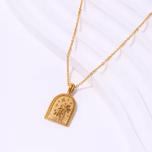 Không Phai Không Thấm Nước Biển Cuộc Sống Đồ Trang Sức 18K PVD Vỏ Trái Tim Mặt Dây Chuyền Thép Không Gỉ Cây Cọ Hình Học Vòng Cổ Cho Phụ Nữ - Product Image 6