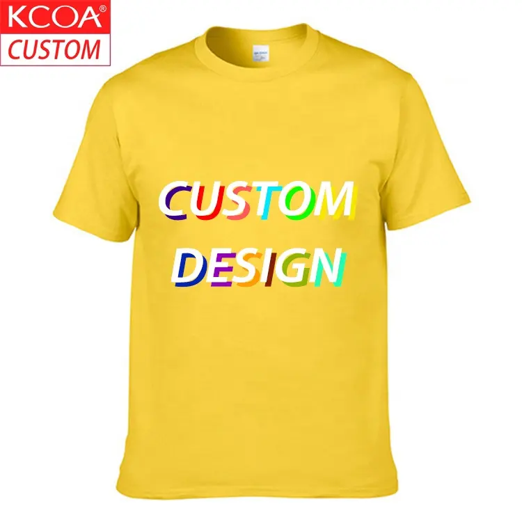 T-shirt pour homme 100% coton, col rond, personnalisé avec impression de LOGO, t-shirt simple, jaune et uni, bon marché, collection