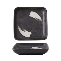 Assiettes carrées en céramique japonaise pour restaurants, différentes couleurs, forme carrée, vaisselle en grès pour sushis