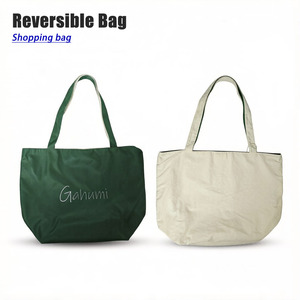 Reversible Style Tote <b>Bag</b> Double Side Printing Heavy Duty <b>Fabric</b> Shopping <b>Bag</b> Minimalist Two-Tone Brand Promotion <b>Bag</b> - Product Image 1