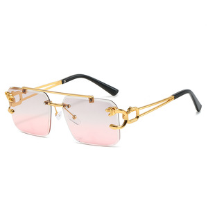 Lunettes de soleil vintage <span class=keywords><strong>tendance</strong></span> 2027 de haute qualité à double pont pour femme, lunettes de soleil de luxe en métal pour homme - Product Image 5
